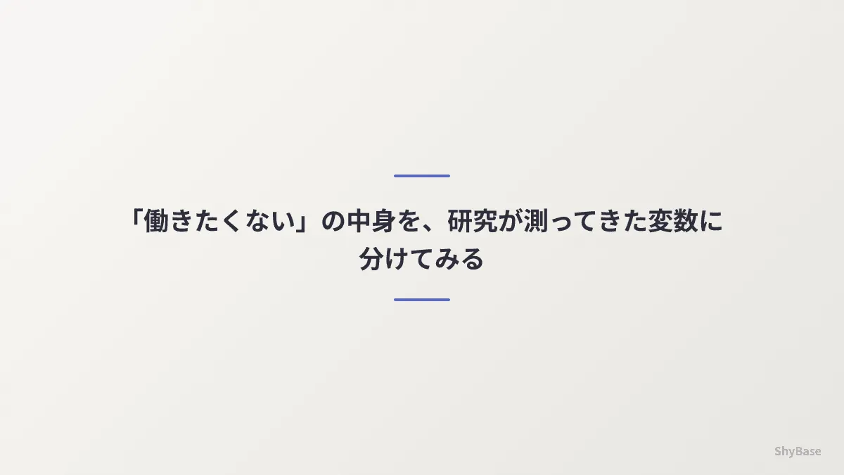 「働きたくない」という一語に混ざっている、研究上は別々の三つの話